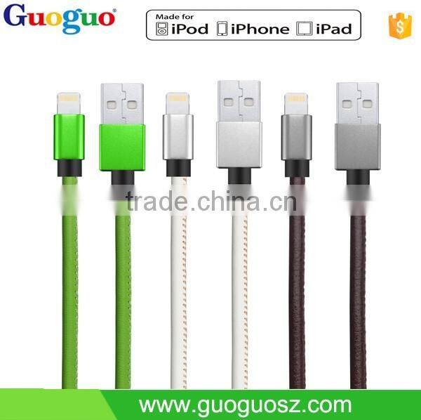 Factory price 8 pin PU Leather MFi Certified USB Data Cable