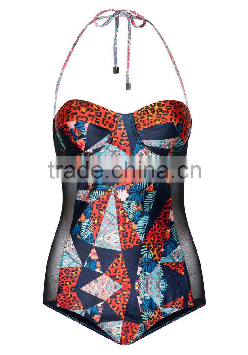 2015 New Arrival Sexy Lace Women Swimwear Leopard Printing Bikini Wholesale Swim Wear