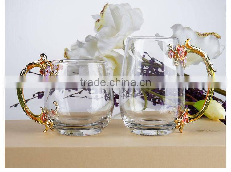 enamel gift pewter design flower model water glass gift
