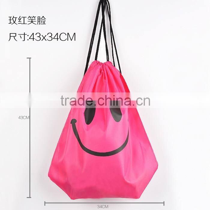 Smiling Face Nylon Drawstring Bags for Adults and Kids Light Riding Backpack Unisex Sports Bags