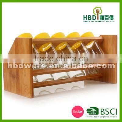 Spice jar with bamboo rack wholesale