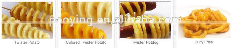 Manual Hot Dog Twister Spiral Tornado Potato Curly Fries Blade with 12L Deep Fryer and Bamboo Skewers