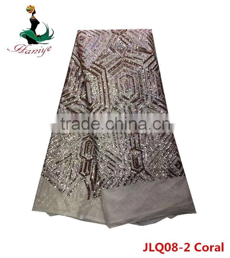 Haniye JLQ08-3/Newest african net lace with sequins high quality african tulle lace fabric