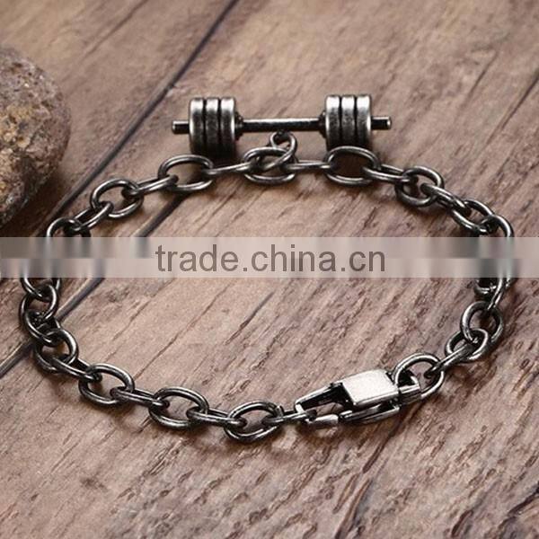 Fashion Dumbbell Pendant Stainless Steel Bracelet