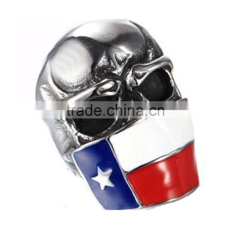 Jingli Jewelry Casting gold men's stainless steel skull biker rings with red eyes (HS-030)