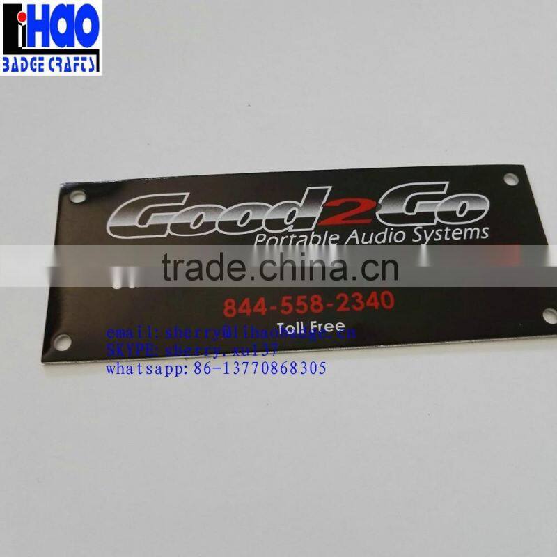 Logo gradient color printing aluminum metal logo label, metal nameplate for furniture