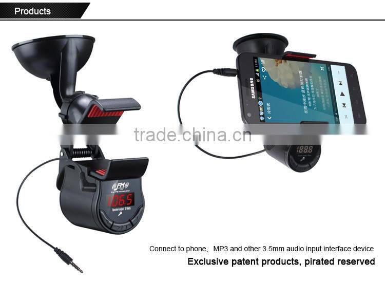 Car FM Transmitter with Phone Holder Handsfree Calls