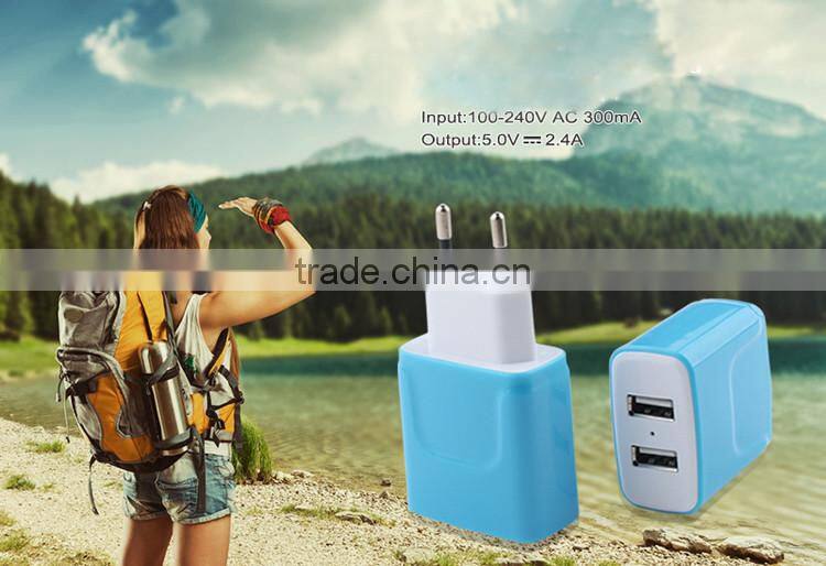 Portable 2 USB Ports Mobile Phone Travel Charger With US / EU Plug