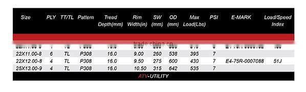 ATV tire 25x13.00-9
