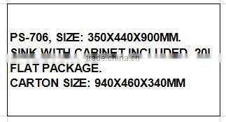 PS-706, SIZE: 350X440X900MM. SINK WITH CABINET INCLUDED. 20L