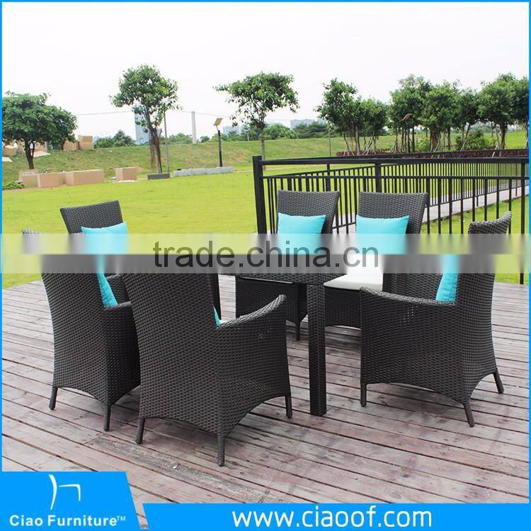 Luxury 6 Seats Outdoor Furniture Rattan Dining Set / Rattan Garden Furniture