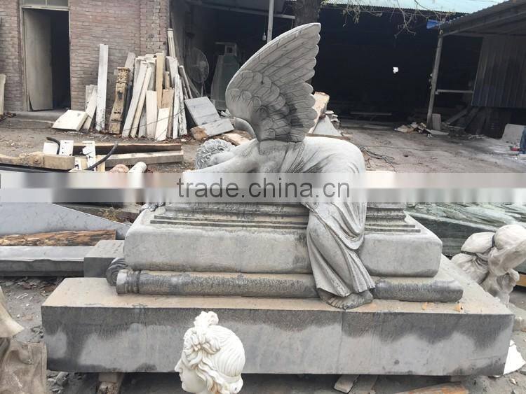 Large natural grey marble weeping angel tombstone for sale
