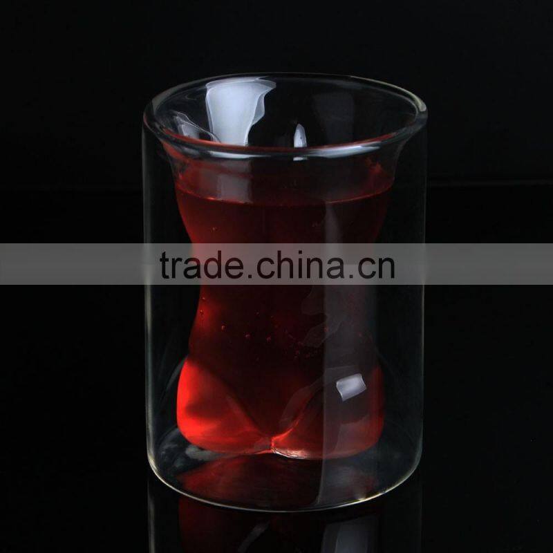 Customized Strong men double wall glass cup