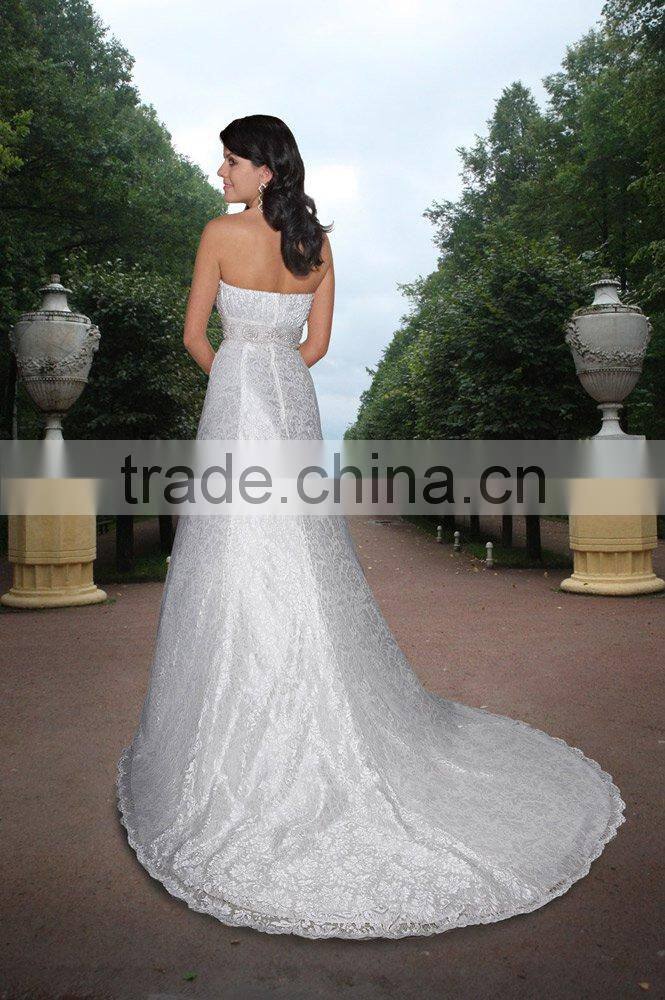 Classic Strapless Taffeta Appliques Sequin Wedding Dress