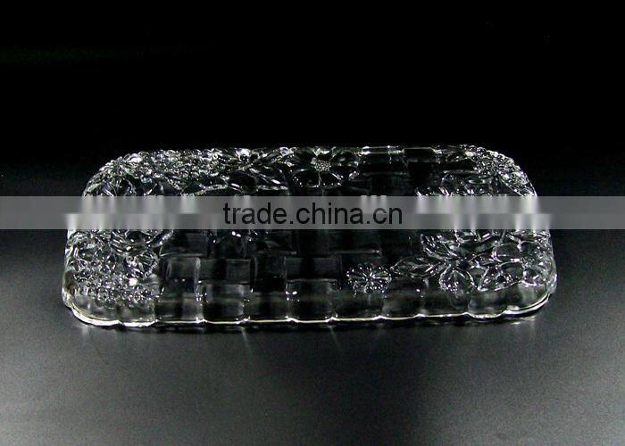 2017 new big glass plate transparent glass fruit plate