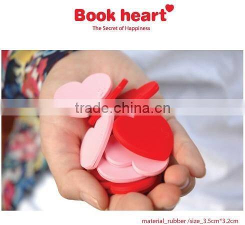 WJ017 custom cute heart shape silicone bookmark wholesale