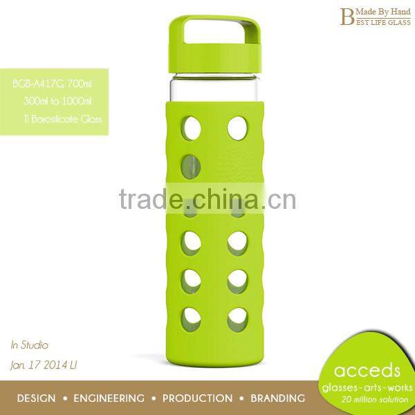 Personalized Borosilicate Glass Portable Bicycle Water Bottle BPA Free