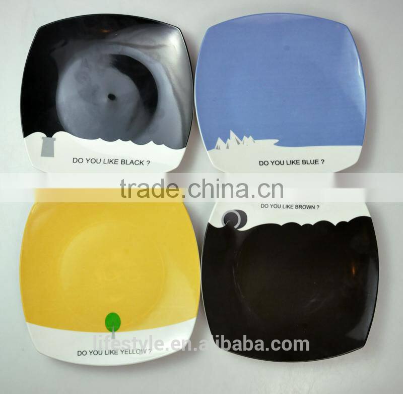Square Shape Porcelain Plate,Ceramic Plates Wih Decal