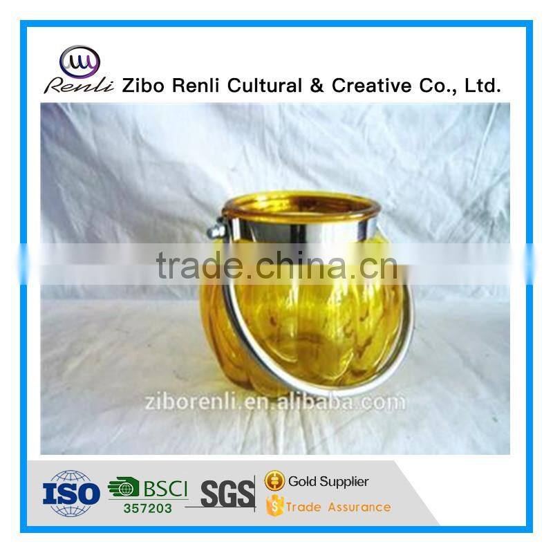 Big Electroplated Unique Hanging Glass Pumpkin Jars for Candle