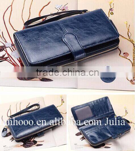 Women leather wallet/zipper ticket wallet/long purse