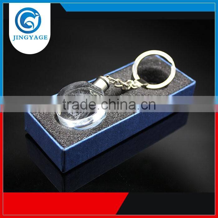 3D Laser Engraved Animal Round Crystal Key chains Souvenir Gifts