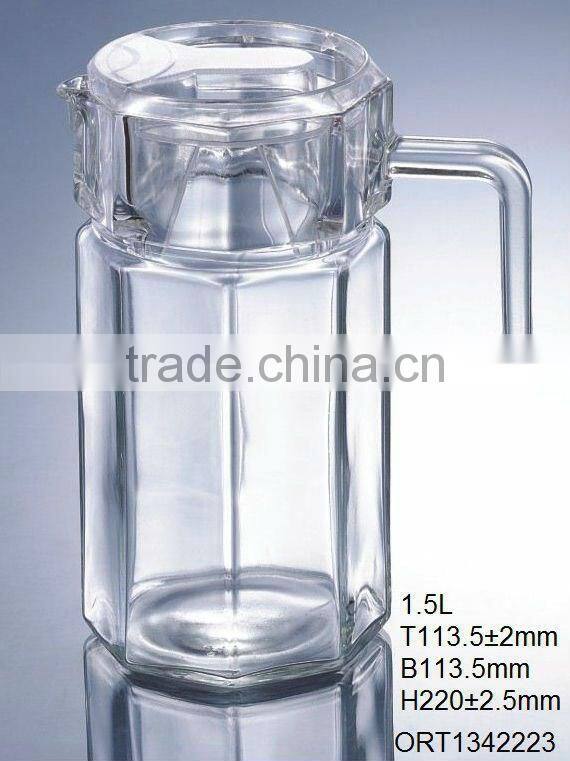 Glass jug with handle and lid