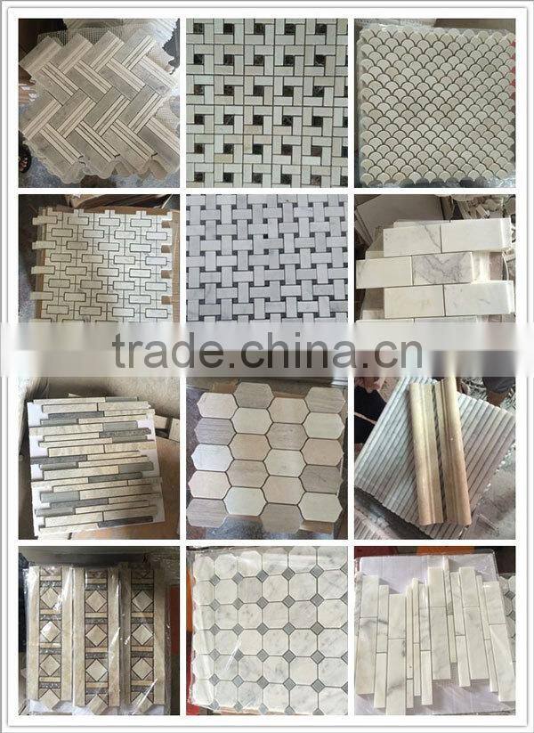 Mixed white brown marble mosaic border inlay floor tiles