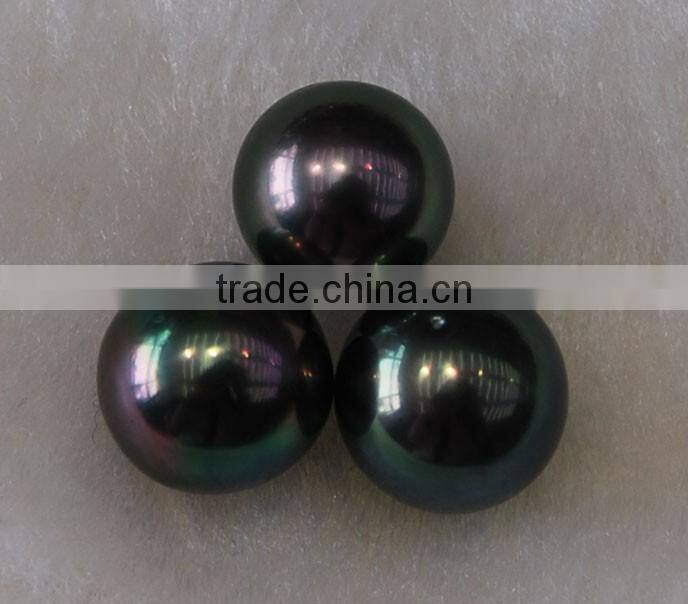 15-16mm Natural Big Peacock Green Tahitian Pearl Beads