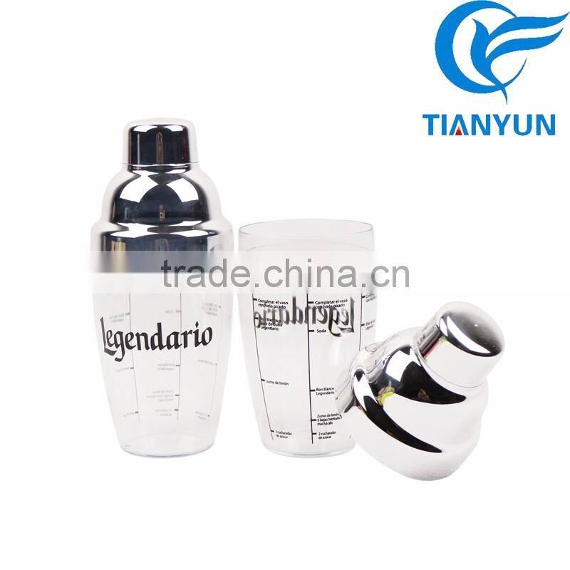 8OZ Mini plastic cocktail shakers chrome plated