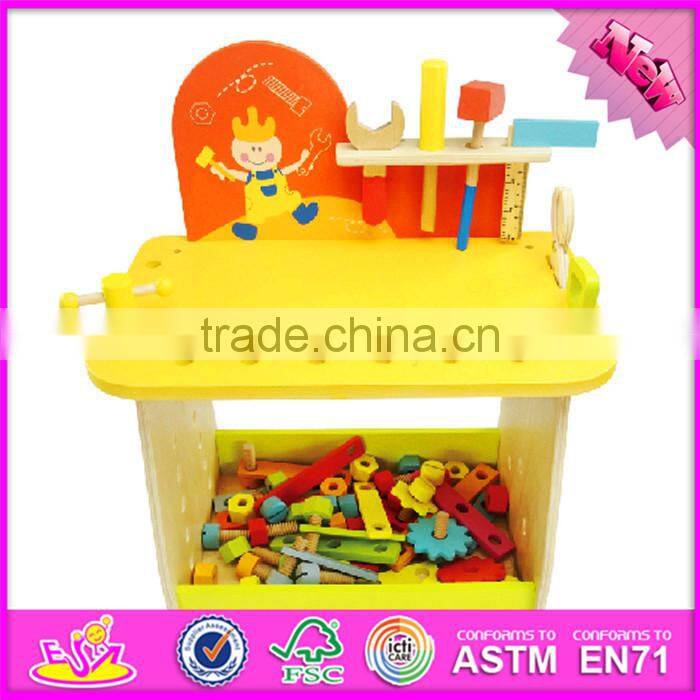 2016 new design cartoon children wooden diy workbench W03D077