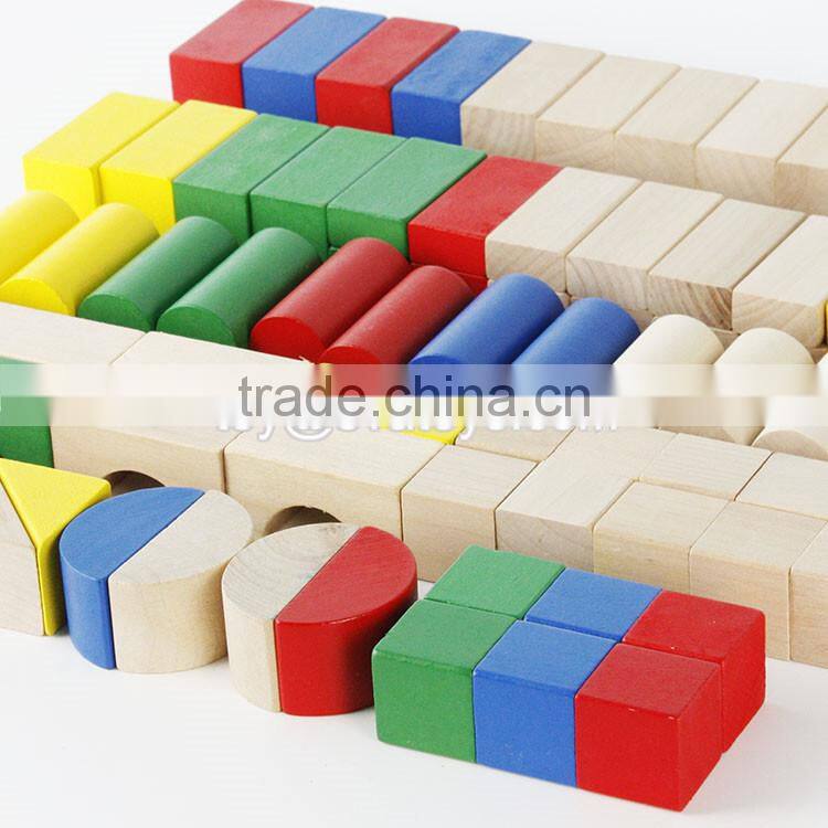 Colorful 80 pieces kids wooden toy connecting building blocks best sale children wooden intelligence building blocks W13A137