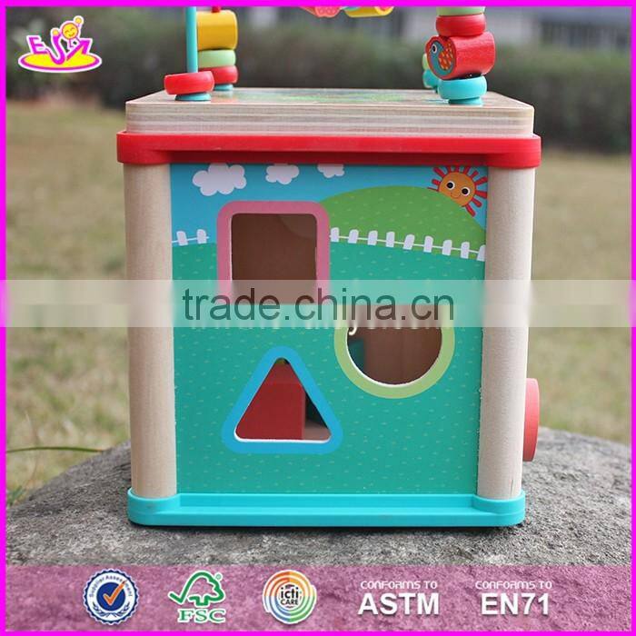 Multi-function 5 in 1 wooden toy activity cube for toddlers W11B136-S