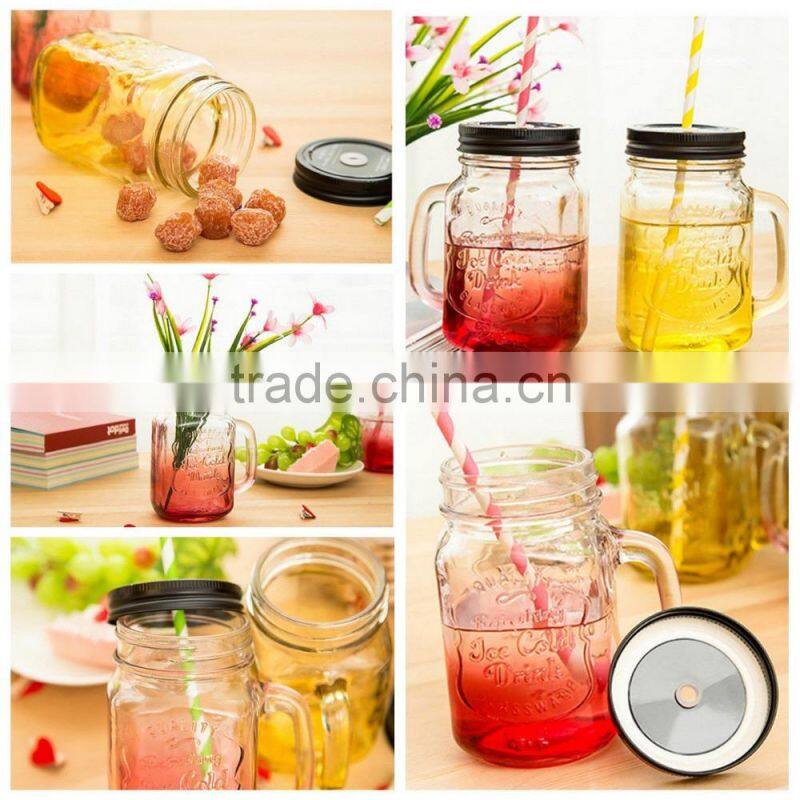 500ml Mason Glass Cup Drinking Jar with Handle Mug