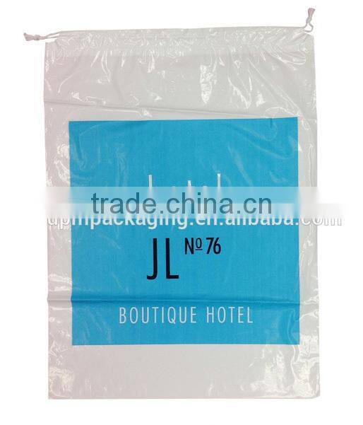 eco-friendly disposable plastic hotel drawstring laundry bag