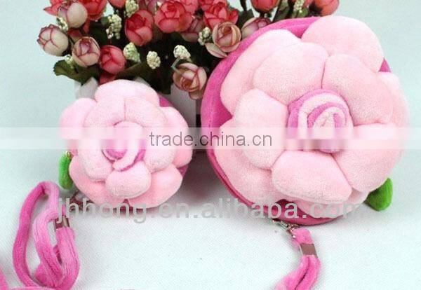 Plush Roses Change Purse/Wallet,with three-dimensional ca
