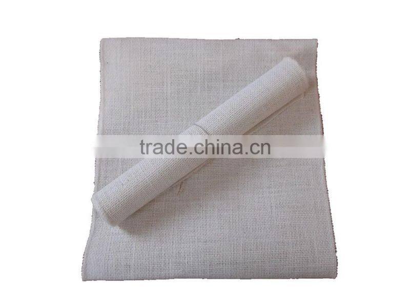 30cm*300cm white color burlap runner sewn edge on small rolls