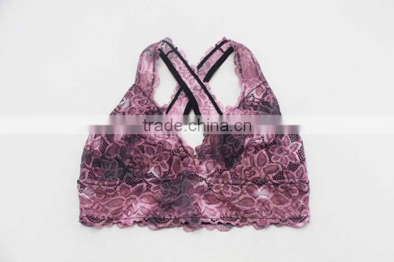 Ladies beautiful lace bra with back cross strap