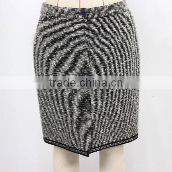 Wholesale winter office wear elegant mature tight ladies classic tweed pencil skirt