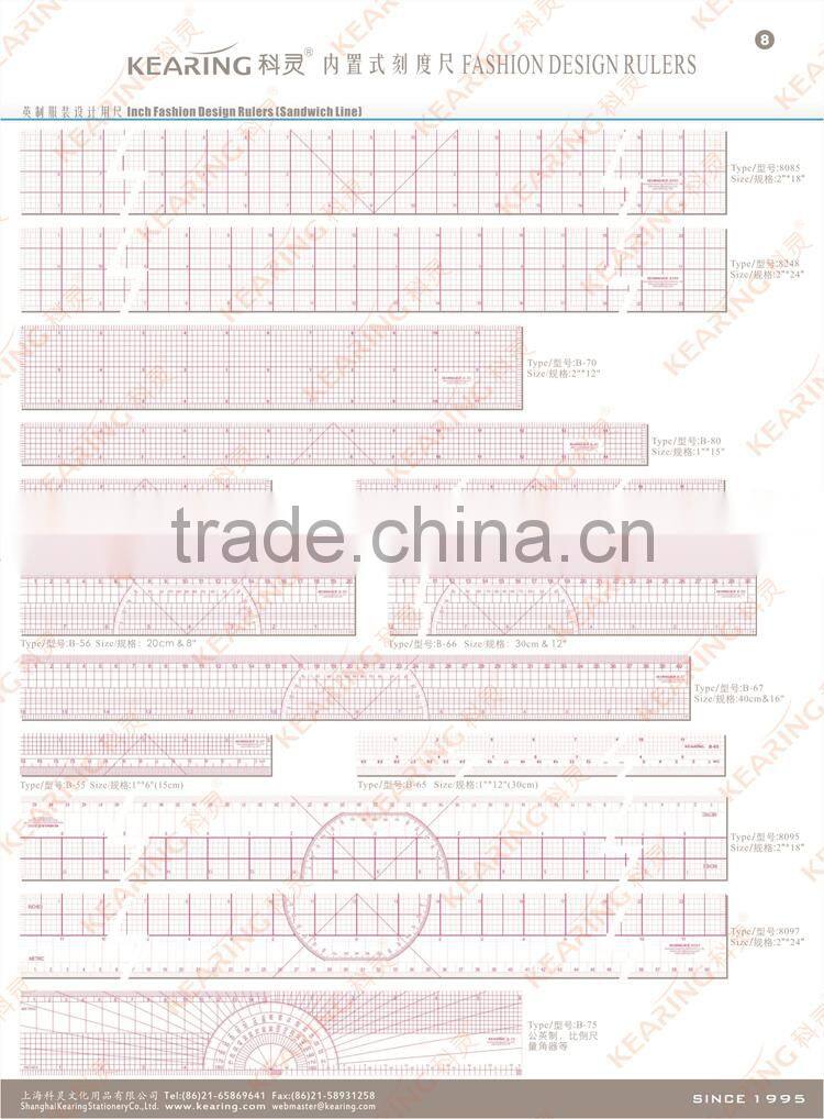 Kearing Metric Fashion Design Rulers 5*50 Garment Pattern Grading Rulers #8007
