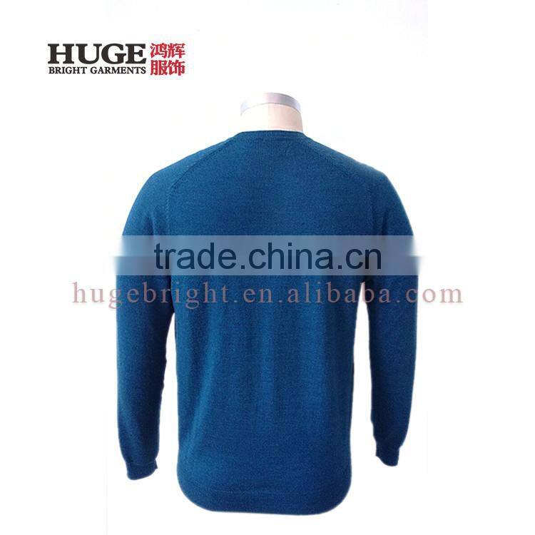 Normal Long Sleeve Round Neck 100% Merio Male Sweater Wool