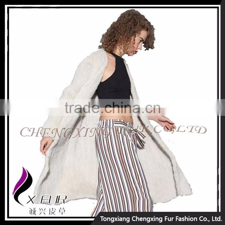 CX-G-A-49A Ladies Hand Knitted Mink Fur 2017 New Coat