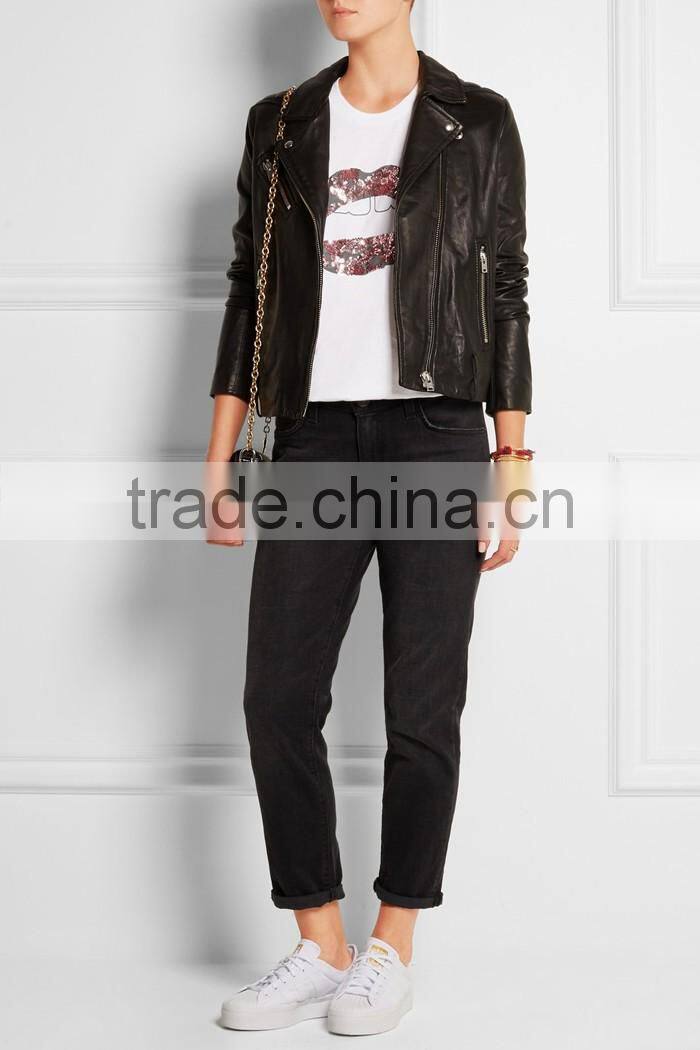 China factory cheap t shirt printing sequined lips wholesale