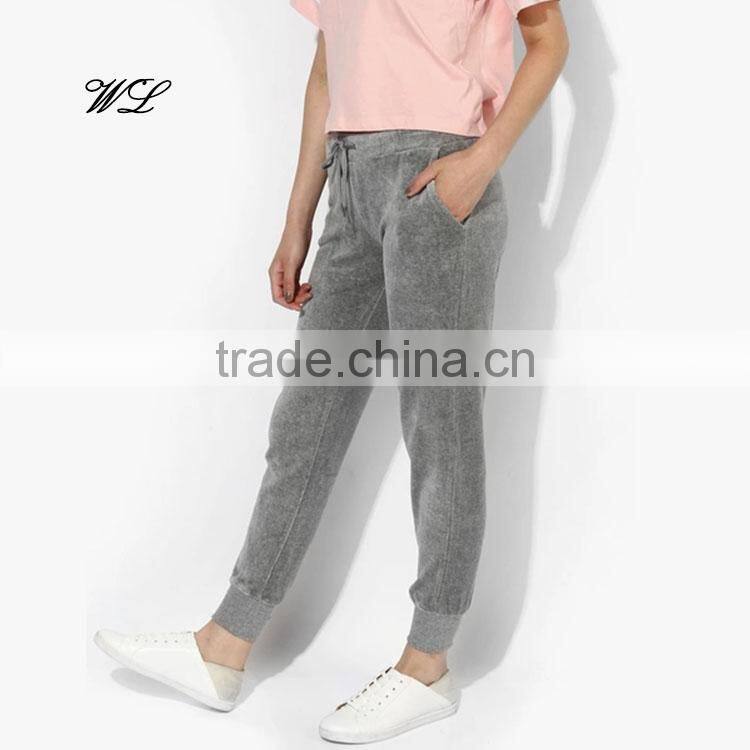 Woman's Velvet Fabric Track Pants Casual Wear Loose Sweat Jogger Pants