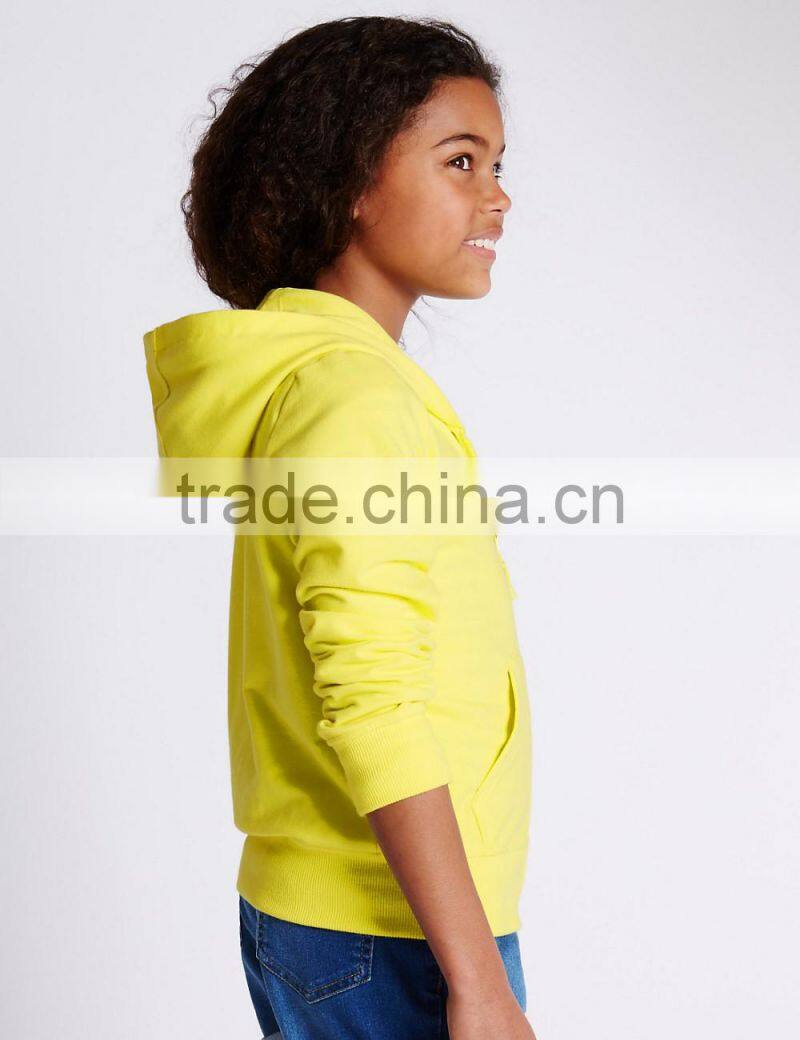 blank high quality 100% cotton kids wholesale dri fit french terry plain zip up hoodies for girls