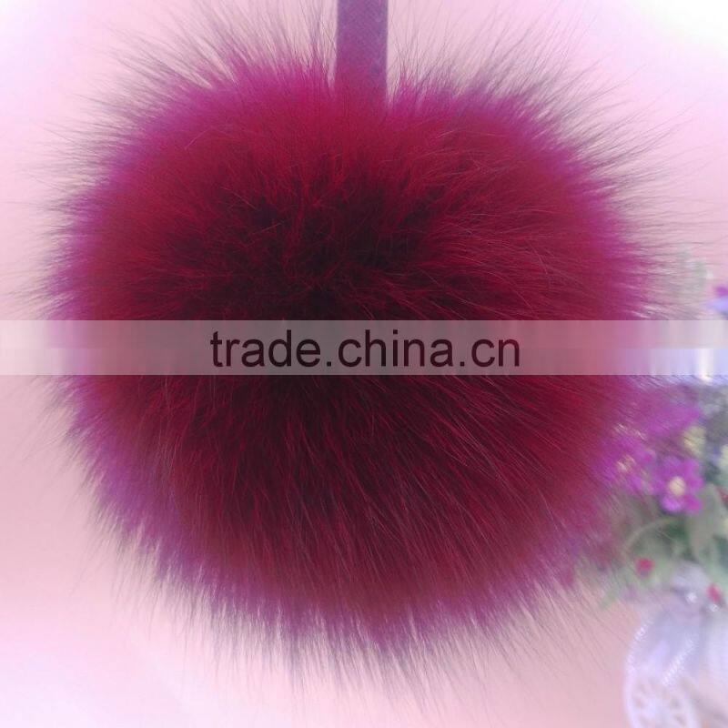 2016 fashion cheap price bag or garment charm 12cm fox fur ball keychain