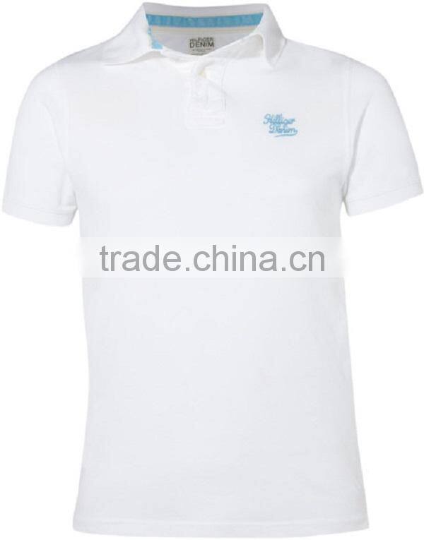 Blank pilot 100 cotton blue collar white t shirt