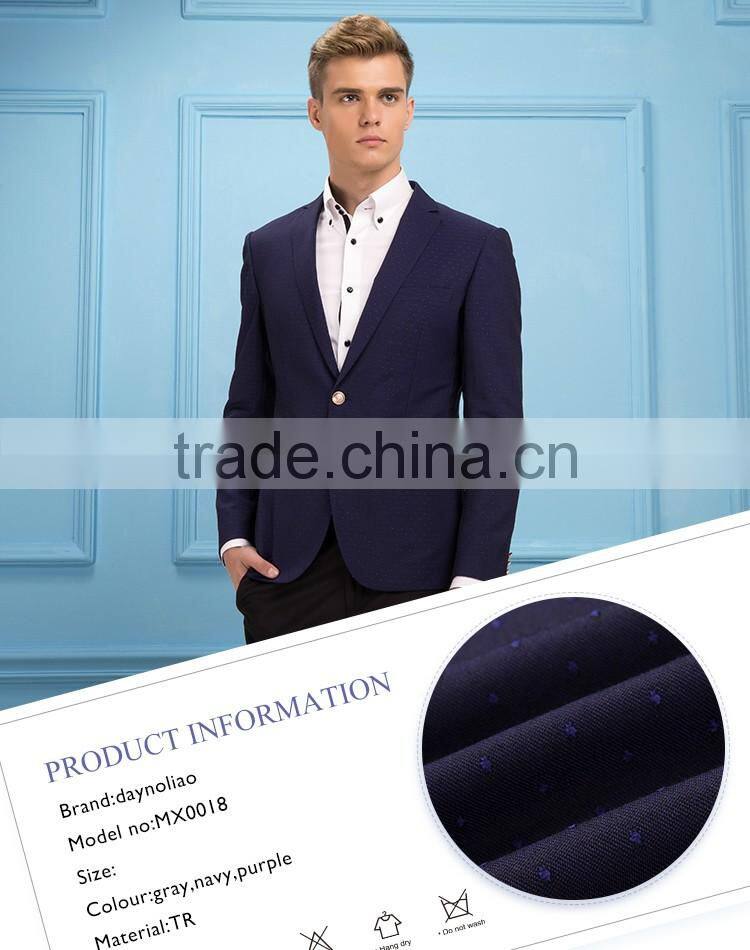 Men casual Jacket 2016 new arrival slim fit trendy spotted Blue men party blazer