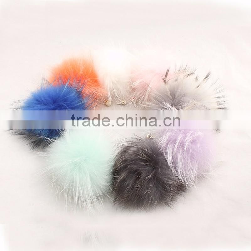Myfur High Quality Real Raccoon Fur Pom Pom Phone Dust Plug Mint Green Color