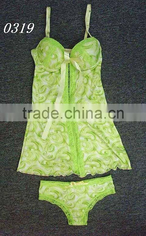 Ladies high quality lingerie beautiful new design thong ribbon sexy babydoll