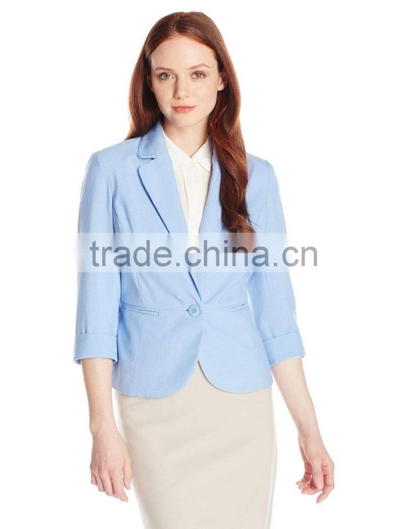 Women's Petite One Button Linen lapel Look Jacket/Blazer